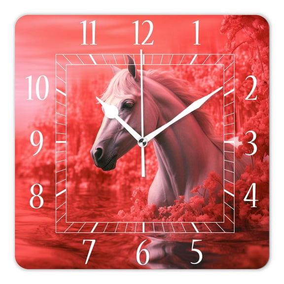 12 Inch Wall Clock Battery Operated Square Clock Decorative for Office, Kitchen, Outdoor, Living RoomMysterious Unicorn Pattern