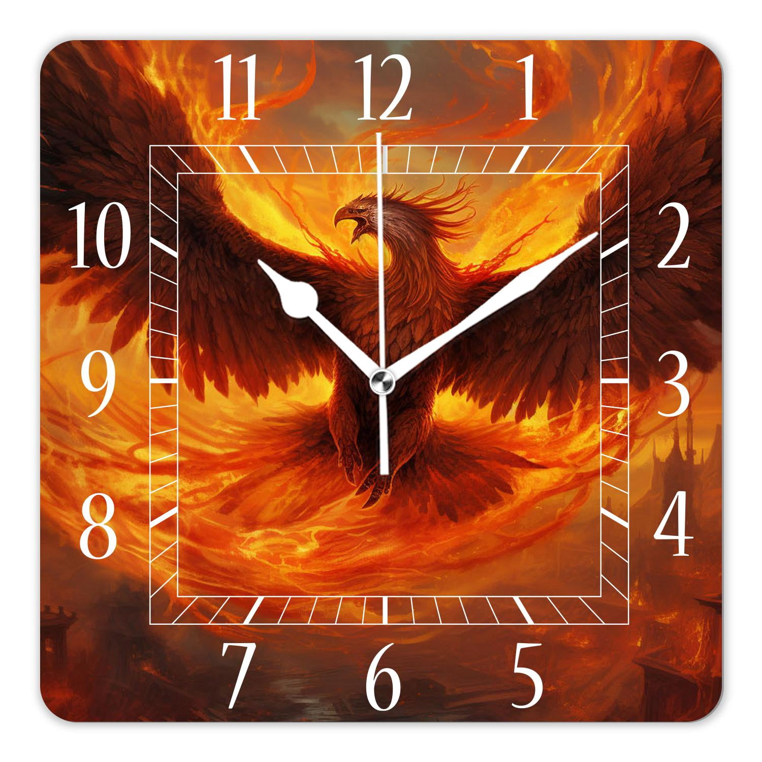 Phoenix Clock 12 Inch Wall Clock Battery Operated Square Clock Decorative for Office ...