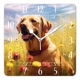 thumbnail image 1 of 12 Inch Wall Clock Battery Operated Square Clock Decorative for Office, Kitchen, Outdoor, Living Room，Yellow Labrador Puppy Playing Pattern, 1 of 4
