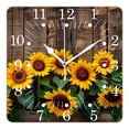 thumbnail image 1 of 12 Inch Wall Clock Battery Operated Square Clock for Office, Kitchen, Outdoor, Living Room,Autumn Background with Sunflowers Art Chic, 1 of 4