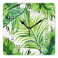 thumbnail image 1 of 12 Inch Wall Clock Battery Operated Square Clock Decorative for Office, Kitchen, Outdoor, Living Room，Watercolor Palm Tree Leaves Summer Green Creative, 1 of 4