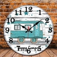 thumbnail image 1 of 12 Inch Wall Clock, Happy Camper Clock Wooden Round Wall Clocks with Silent Non-Ticking Quartz Movement, Battery Operated, Art Decor Hanging Clock for Kitchen, Bathroom, Bedroom, Living Room, 1 of 7