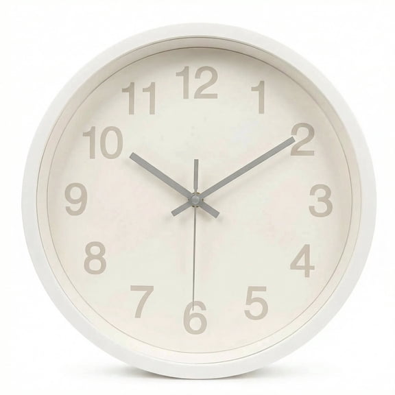 Westminster Clocks 12 Inch Wall Clock, Modern Minimalist, Silent Quartz, Sandstone Beige