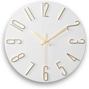 12 Inch Wall Clock Silent Non Ticking, Preciser Modern Style Decor Clock for Home, Office, School, Kitchen, Bedroom, Living Room(White)
