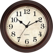 12 Inch Wall Clock Battery Operated Silent Non-Ticking Analog Wall Clock Vintage Retro Rustic Style Decorative for Living Room Kitchen Home Office(Bronze)