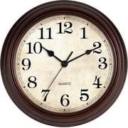 12 Inch Wall Clock Battery Operated Silent Non-Ticking Analog Wall Clock Vintage Retro Rustic Style Decorative for Living Room Kitchen Home OfficeBronze