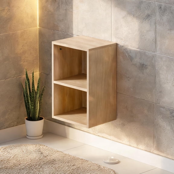 12-Inch Wall Mounted Storage Shelf, Louvered Door Style, Plywood in White Finish