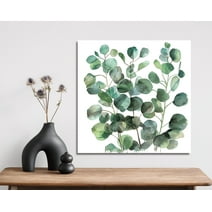 12-Inch Watercolor Eucalyptus Print Wall Decor | Spring Wall Decor, Rustic Farmhouse Metal Decor, Canvas Print Home Decor