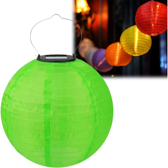 12 Inch Waterproof Solar Chinese Lantern, 2024 New Outdoor/ Indoor Hanging Solar Lanterns Chinese Traditional Nylon Hanging Lanterns LED Garden Decorative Light