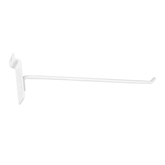 12 Inch White Peg Hook Slatwall Hooks - Pack of 50 - Sleek and Sturdy Slat Wall Hanging Hooks for Retail and Boutique Displays - Durable Slat Wall Hooks - Ideal for Organizing and Showcasing Products