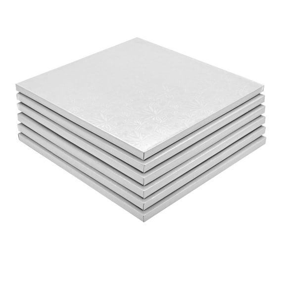 Juvale Square Cake Drum - Glossy White Cardboard Cake Base - Foil-Wrapped Pastry Board Support - Versatile Dessert & Cupcake Board - 12 x 12 in, Pack of 6