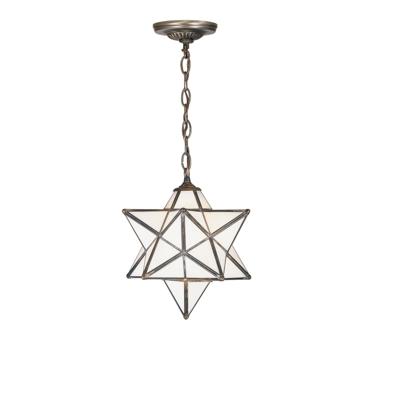 12" Brown and Glass Moravian Star Pendant Light