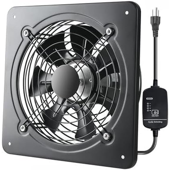 12 Inch Window Exhaust Wall Mounted Ventilation Basement Extractor Industrial Fan 720 CFM High-Speed1460 RPM Industrial Fan for  Garage Office Commercial Use (12 Inch+Speed Control)