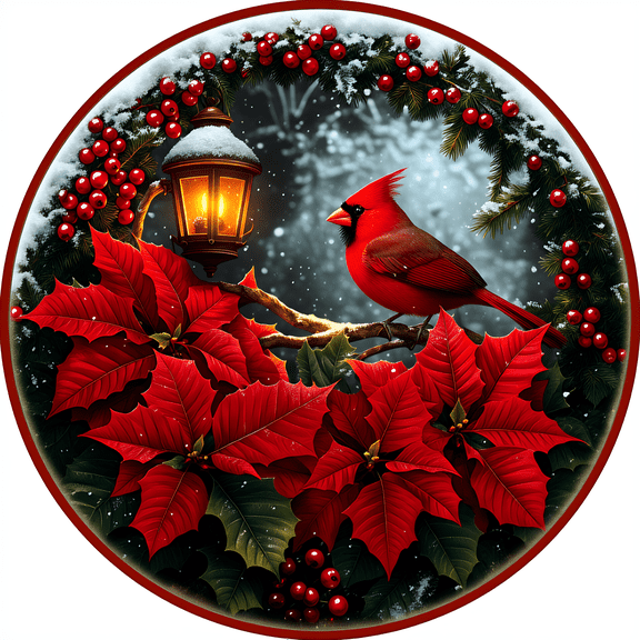 12 Inch Winter Cardinal Glass Wall Clock, Cardinal Farmhouse Home Decor (30×30cm)