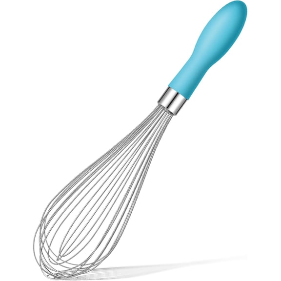 12-Inch Wire Whisk Stainless Steel, Balloon Whisks for Cooking, Wisk Wisking Tool With Soft Silicone Handle, Thick Durable Whisker for Blending, Beating, Whisking, Stirring, Pink