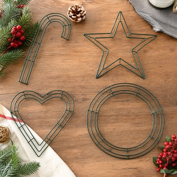 12 Inch Wire Wreath Frame, Candy Cane Shaped Metal Wreath Form for DIY Christmas Wreath Making & Floral Arrangements, 1pc