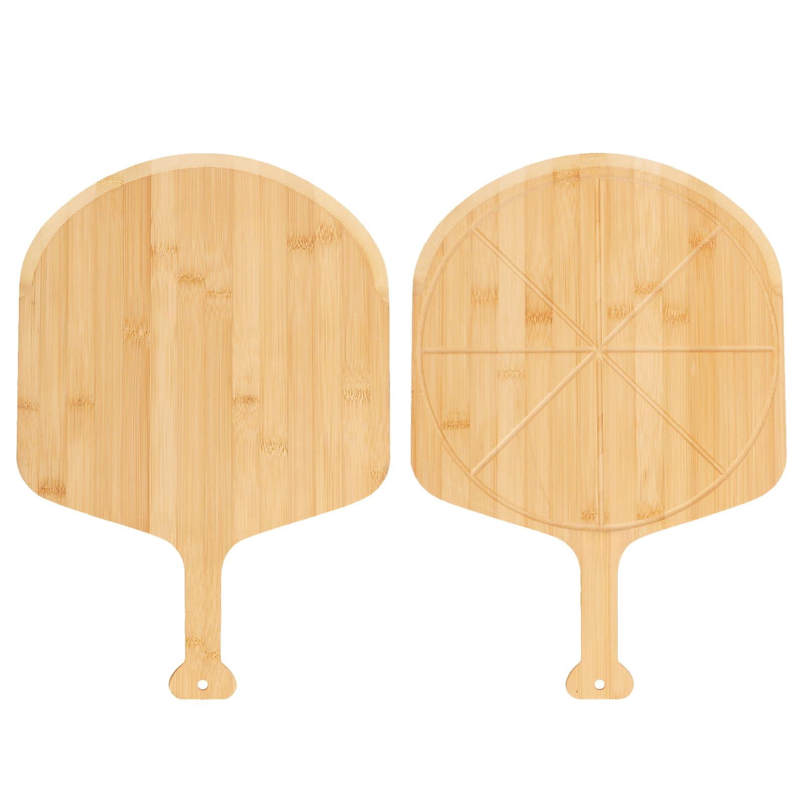 12 Inch With Grooves - 2 Pizza Peel Set, Double-Sided Use Board for Bread Cheese Vegetable Fruits