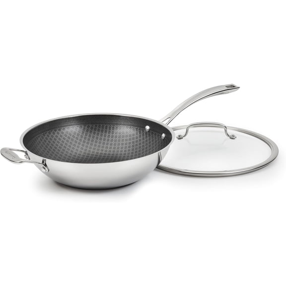 12-Inch Wok Pan with Cover and Helper, PFAS-Free PURELYSEAR Ceramic Technology, Scratch Proof, Cool Grip Handles, Dishwasher Safe, FPS26-30HC