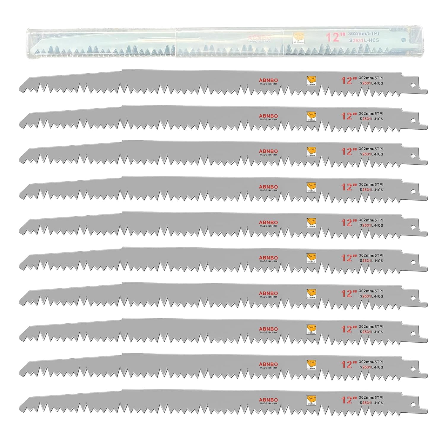 12-Inch Wood Pruning Reciprocating Saw Blades, 5TPI High Carbon Steel Sawzall Blades for Trees Wood Cutting (10 Pack)