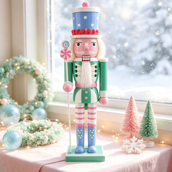 12 Inch Wooden Nutcracker Decor for Christmas Thanksgiving Nutcracker Soldier Figures Festive Decor for Home, Table, Mantle Green