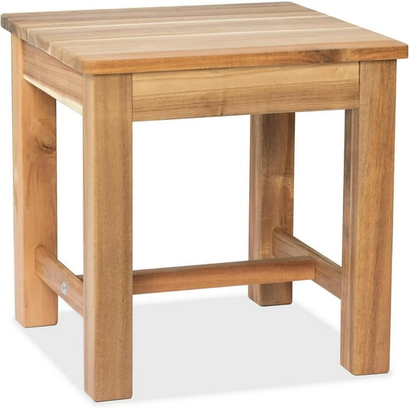 12 Inch Wooden Step Stool, Small Nature Beach Chair Under Desk, Indoor Acacia Wood Short Footstool for Living Room, Kitchen, Bathroom