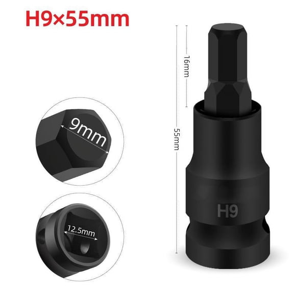 12 Inch Wrench Hex Socket Adapter, and for 1/2 Inch Electric and Pneumatic Tools H4H14 (H9)