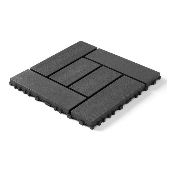 12-Inch ZZ Style Interlocking Deck Tiles, DIY Modular 44PCS Patio Flooring, Quick Install Indoor Outdoor Tiles, Backyard Courtyard Balcony Floor Tiles, Dark Gray