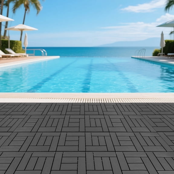 12 Inch ZZ Style Interlocking Deck Tiles DIY Modular Snap Together Floor Tiles Indoor Outdoor Patio Courtyard Decking Tiles Easy Quick Installation 44 PCS Dark Gray