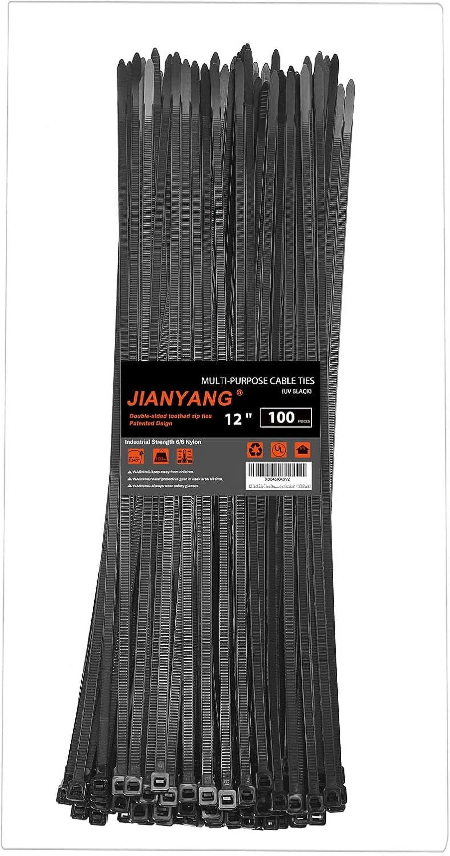 12 Inch Zip Ties Double Sided Toothed,100 LBS Tensile Strength Heavy Duty Cable Wire With Self-Locking Adjustable More Durable Nylon Tie Wraps for Indoor Outdoor（100 Pack）