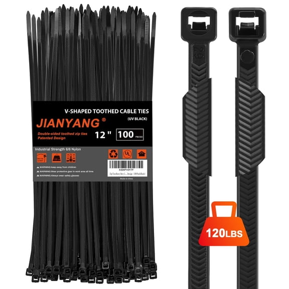 12 Inch Zip Ties Double Sided Toothed,100 LBS Tensile Strength Heavy Duty Cable Wire Ties With Self-Locking Adjustable More Durable Nylon Tie Wraps for Indoor Outdoor(100 Pack)