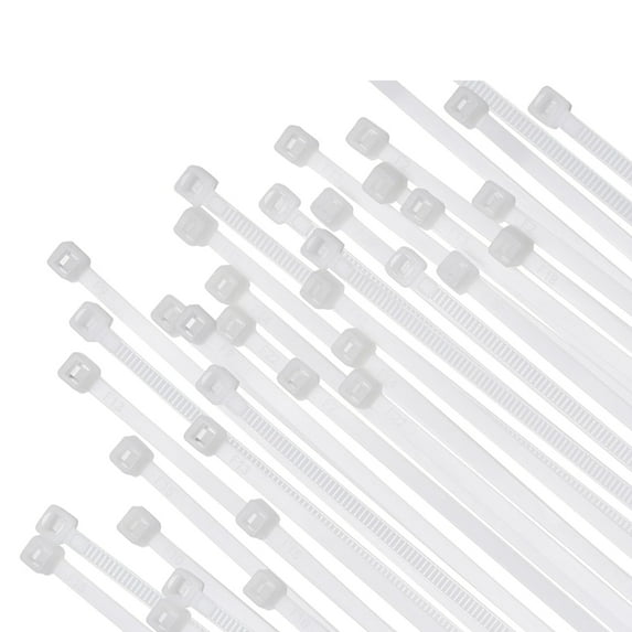 Bolt Dropper 12" White Zip Cable Ties (100 Pack) | 40lbs Tensile Strength | Heavy Duty Self-Locking Nylon Wire Ties | Indoor and Outdoor Use