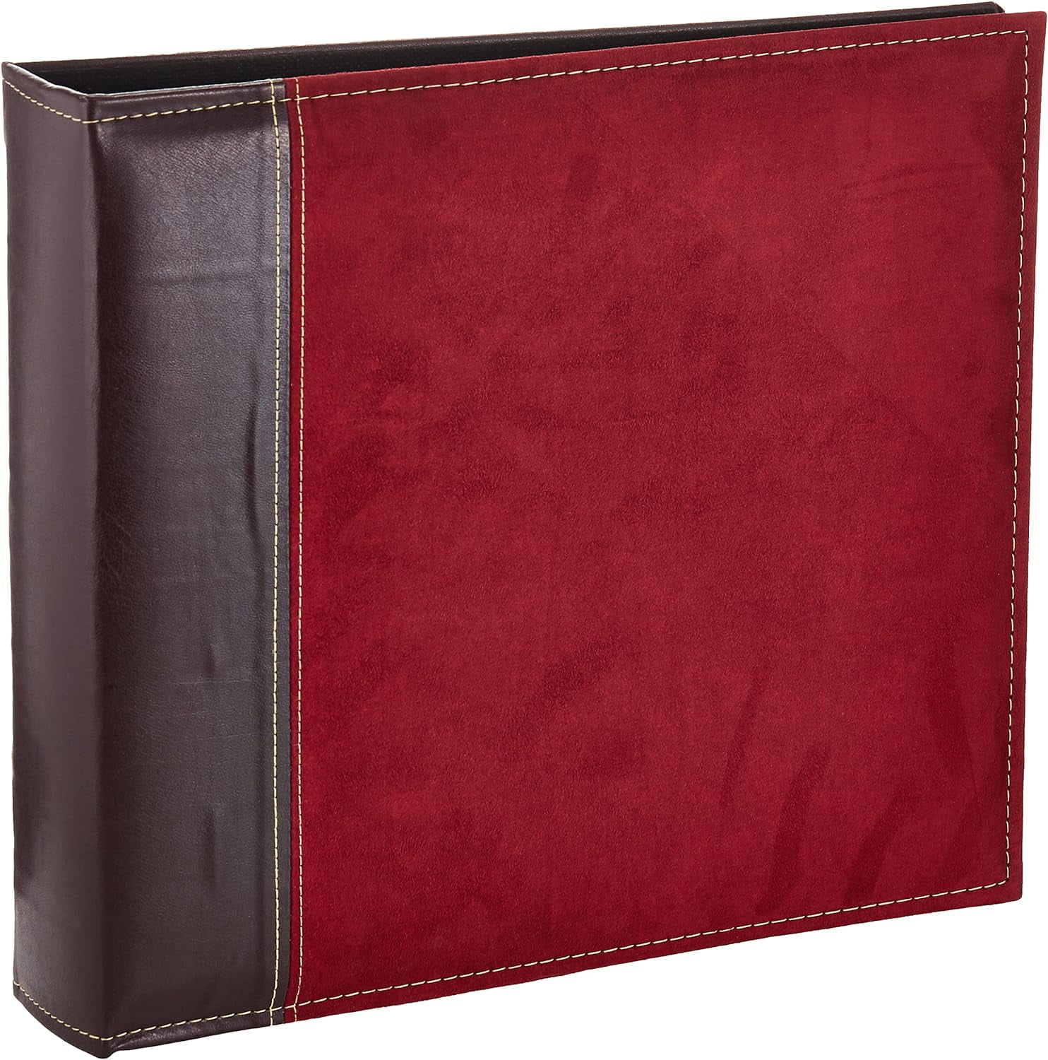 12 Inch by 12 Inch 3-Ring Faux Suede Cover Scrapbook Binder, Burgundy ...