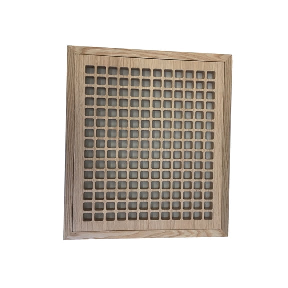 12 Inch x 14 Inch Red Oak Hardwood Vent Floor Register Flush Mount with Frame, Eggcrate Style, Unfinished