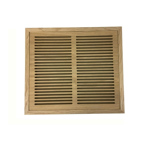 12 Inch x 18 Inch Red Oak Hardwood Vent Floor Register Flush Mount, Slotted Style, Unfinished