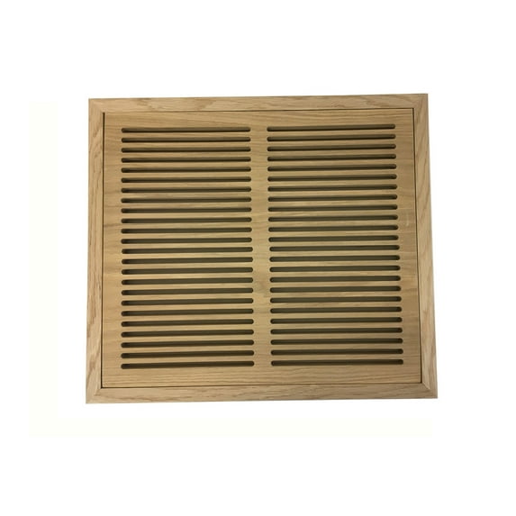 12 Inch x 24 Inch Red Oak Hardwood Vent Floor Register Flush Mount, Slotted Style, Unfinished