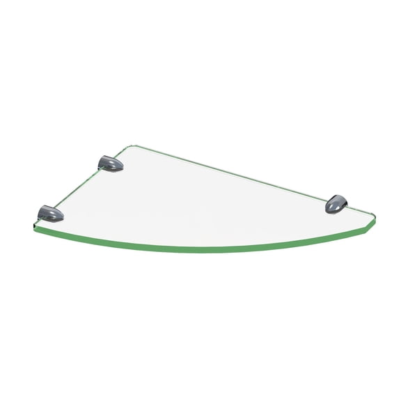 12 Inch x 8 Inch Corner Glass Shelf in Chrome