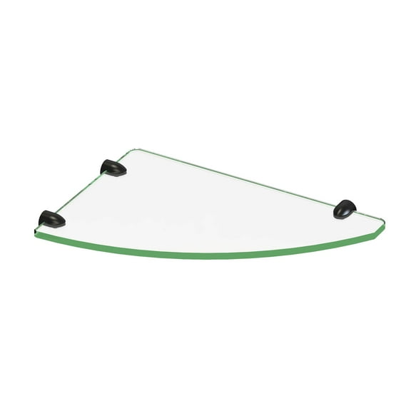 12 Inch x 8 Inch Corner Glass Shelf in Matte Black