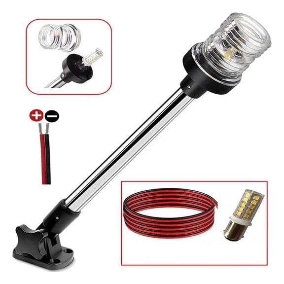 12 Inches Anchor Light Stern Lights for Boats LED Waterproof IP67, White Fold Down Rear Boat Navigation Lights