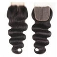 thumbnail image 1 of 12 Inches Brazilian Remy Hair Body Wave Lace Closure 4x4x1 Transparent Lace T Part Lace 4x4x1 Closure Human Hair Closure #1B Natural Black, 1 of 6