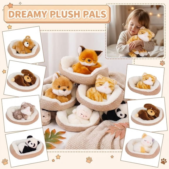 12 Inches Colorful / Vibrant Design Round Nest Stuffed Animal Plush Toy, Soft Fluffy Cuddly Plushie With Cozy Bed, Adorable Squishy Companion For Snuggling, Playing, Decorating, For Family, Home &