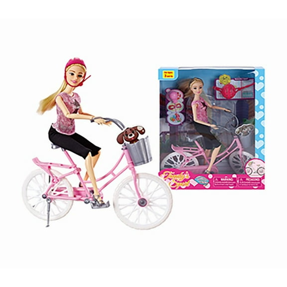 Cokos Doll Play Set with 12 Inch Doll, 11 Inch Bike, Sport Accessories, Pink
