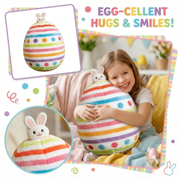 12 Inches Easter Bunny Egg Plush Toy With Adorable Rabbit Detail, Soft And Cuddly Stuffed Doll, Perfect For Easter Decorations, Holiday Gifts, Snuggling And Playtime For Family,