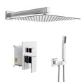 thumbnail image 1 of 12 Inches Luxury Rain Mixer Shower Combo Set Wall Mounted Rainfall Shower Head System Rough-In Valve Body and Trim Included,Polished Chrome, 1 of 9