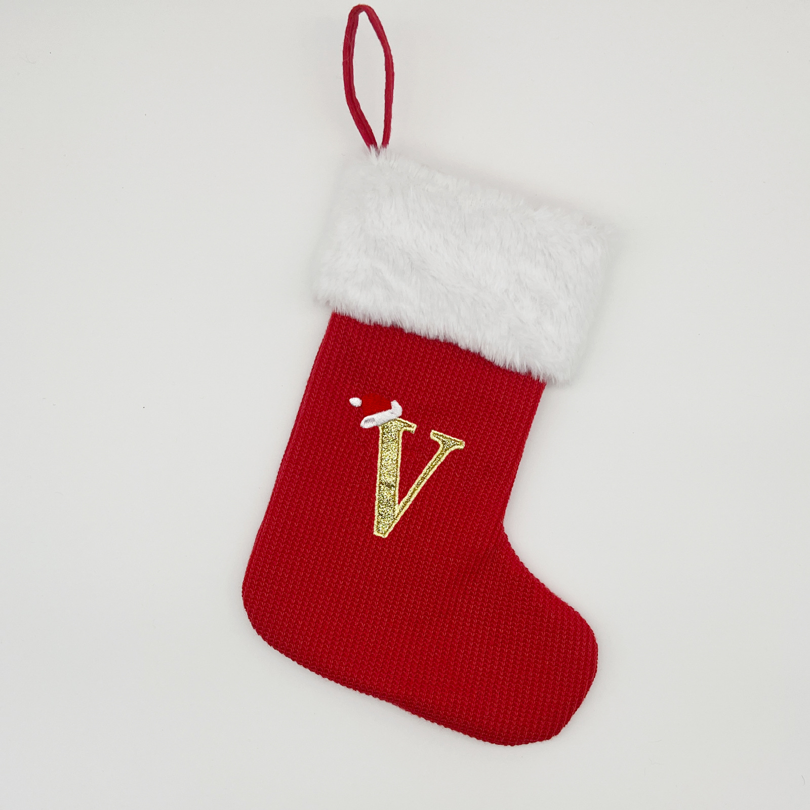 12 Inches Monogrammed Red Christmas Stockings, Knitted Xmas Stockings ...