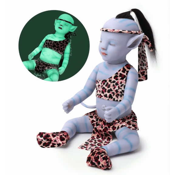 12 Inches Night Light Blue Realistic Reborn Dolls Bionic Doll Full Vinyl Washable Alive Toys Gift