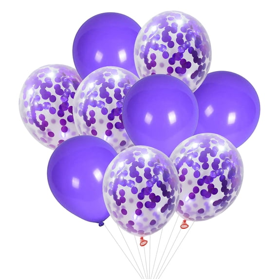 Sursurprise Latex Purple Confetti Balloons (10 Pieces)