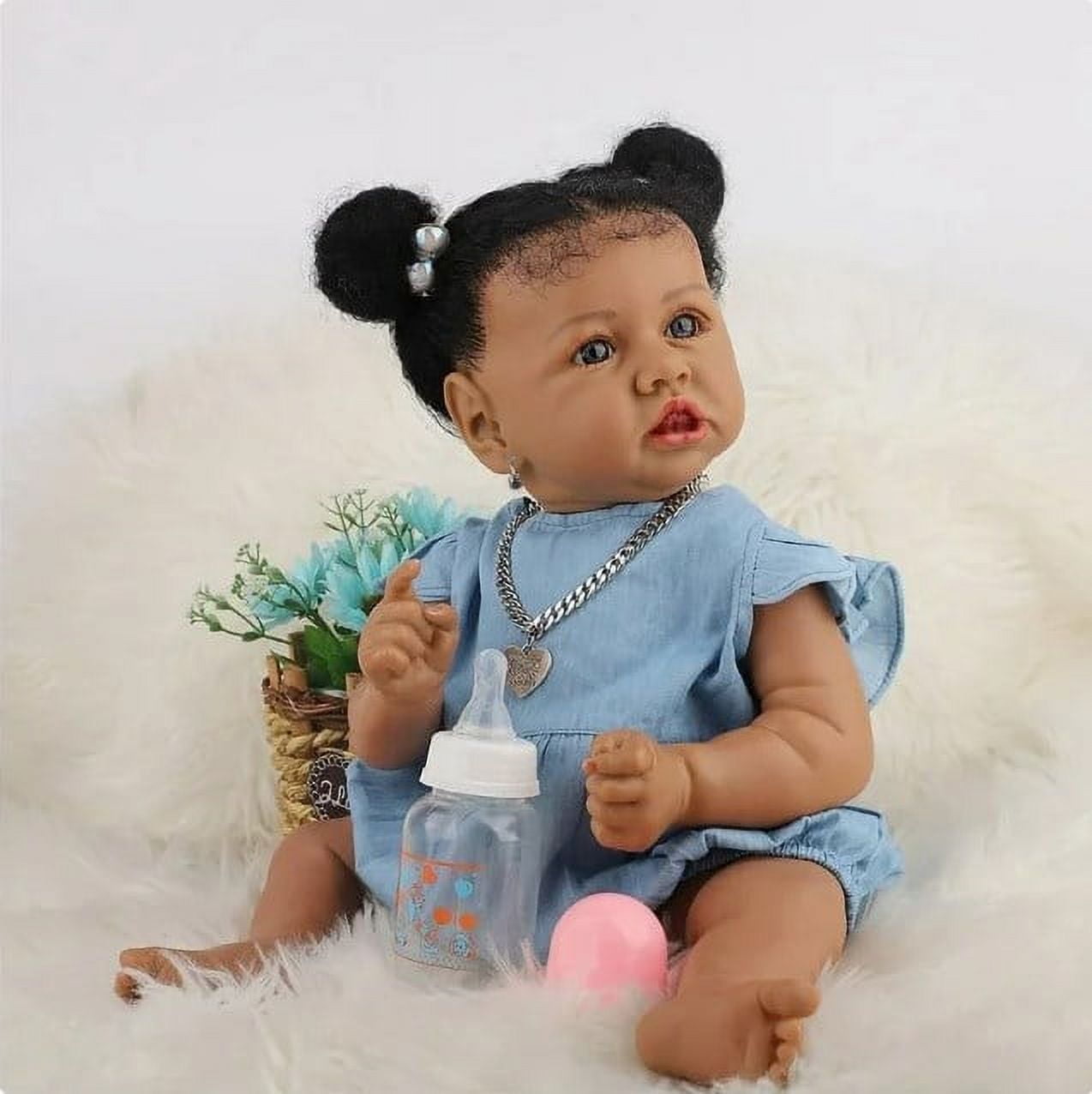 XTEILC Poseable Unisex Reborn Baby Dolls with Clothes & necklace, Silicone Blue, 12"