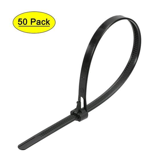 12 Inches Reusable Cable Zip Ties Nylon Wire Slipknot Strap Black 50 Pack