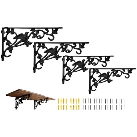 12 Inches Shelf Brackets 4 Pack Cast Iron Bird Corbels 12'' * 6.9'' Decorative Shelf Supply Mouting Screws Included$$Tools & Hardware Other