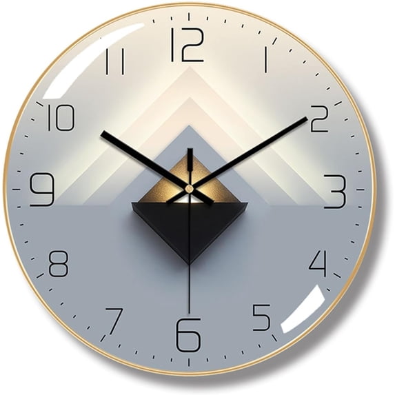 12 Inches Silent Modern Art Deco Metallic Wall Clock Non-Ticking Suitable for Living Room and Bedroom
